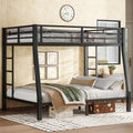 Roomfitters Full Xl Over Queen Metal Bunk Bed With Dual Ladders Heavy Duty Steel Frame Black