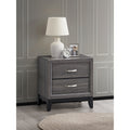 Roomfitters Glasgow 2 Drawer Nightstand Wood Grain Black Tapered Legs Contemporary Bedroom End Table