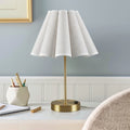 Roomfitters Gold Tap Control Dimmable Accent Table Lamp With Power Outlet 17.5 Inch Modern Pleated Desk Lamp With Led Bulb