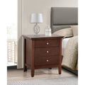 Roomfitters Hammond 3 Drawer Nightstand Wood Grain Silver Knobs Fully Assembled Modern End Table