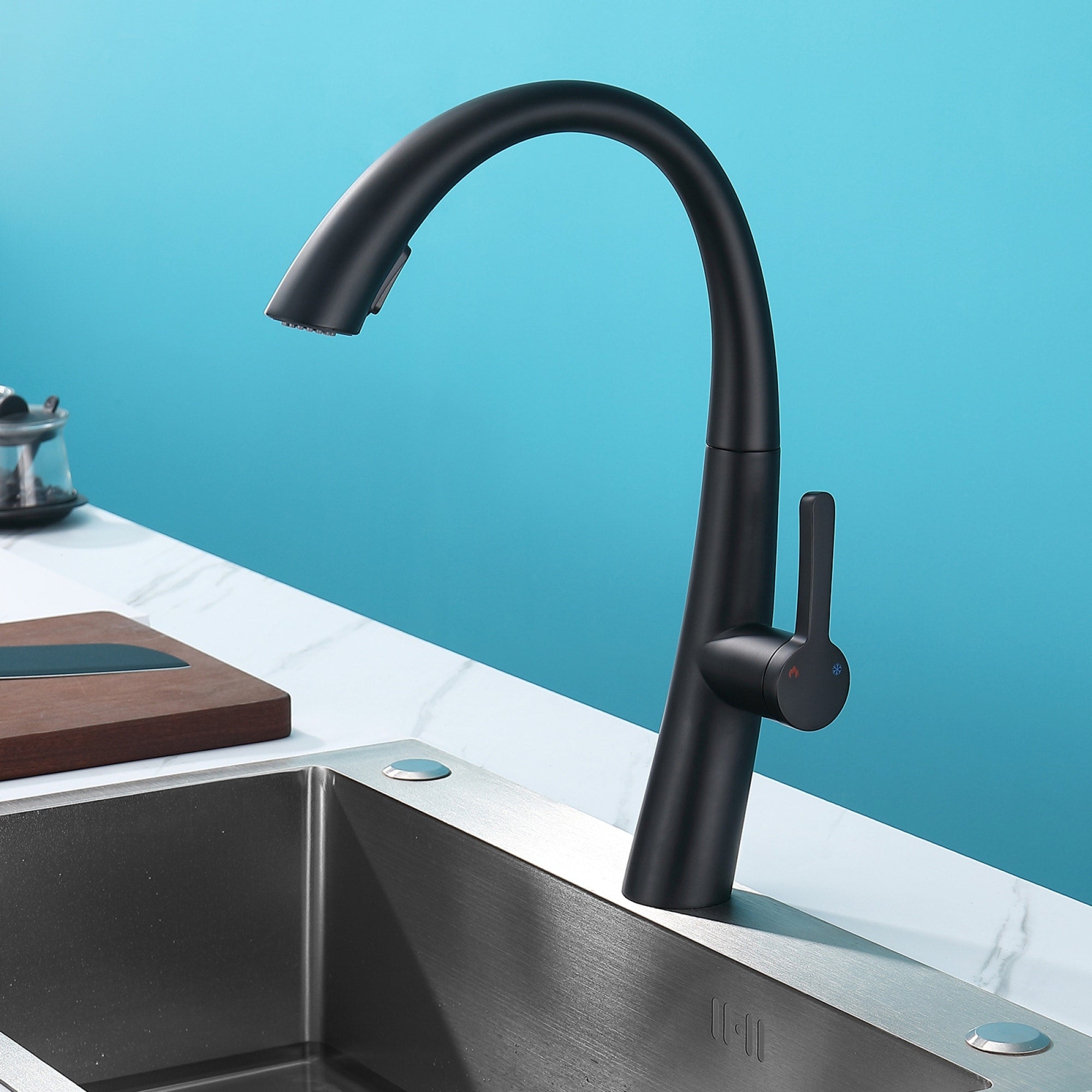 Roomfitters High Arc Kitchen Faucet With Pull Down Sprayer Single Handle Modern Stainless Steel Sink Faucet