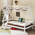 Roomfitters House Platform Bed With Stairs Solid Wood Low Profile Frame With Roof Design For Playroom