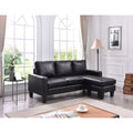 Roomfitters Jenna Black Pu Leather Sectional Reversible Chaise L Shaped Sofa Black Architectural Legs