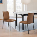 Roomfitters Kash Modern Brown Faux Leather Dining Chairs Set Of 2 Upholstered Accent Side Chairs Black Metal Tapered Legs