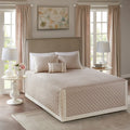 Roomfitters King 4 Piece Cotton Reversible Tailored Bedspread Set Elegant Diamond Quilted Bedding With Button Decor Khaki