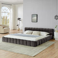 Roomfitters King Size Upholstered Bed Frame Modern Low Profile Channel Tufted Elegant Luxury Platform Bed Base