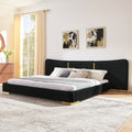 Roomfitters King Size Upholstered Bed Frame With Extended Curved Headboard Gold Metal Legs Modern Platform Bed Base