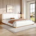 Roomfitters King Size Upholstered Platform Bed Frame With Curved Headboard Modern Boucle Fabric Bed Metal White