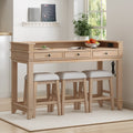 Roomfitters Kitchen Counter Height Bar Table Set 3 Drawers Pub Dining Furniture With Power Ports
