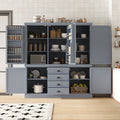 Roomfitters Kitchen Pantry Organizers And Storage Kitchen Cabinet Hutch With Microwave Stand 4 Drawers Spice Racks