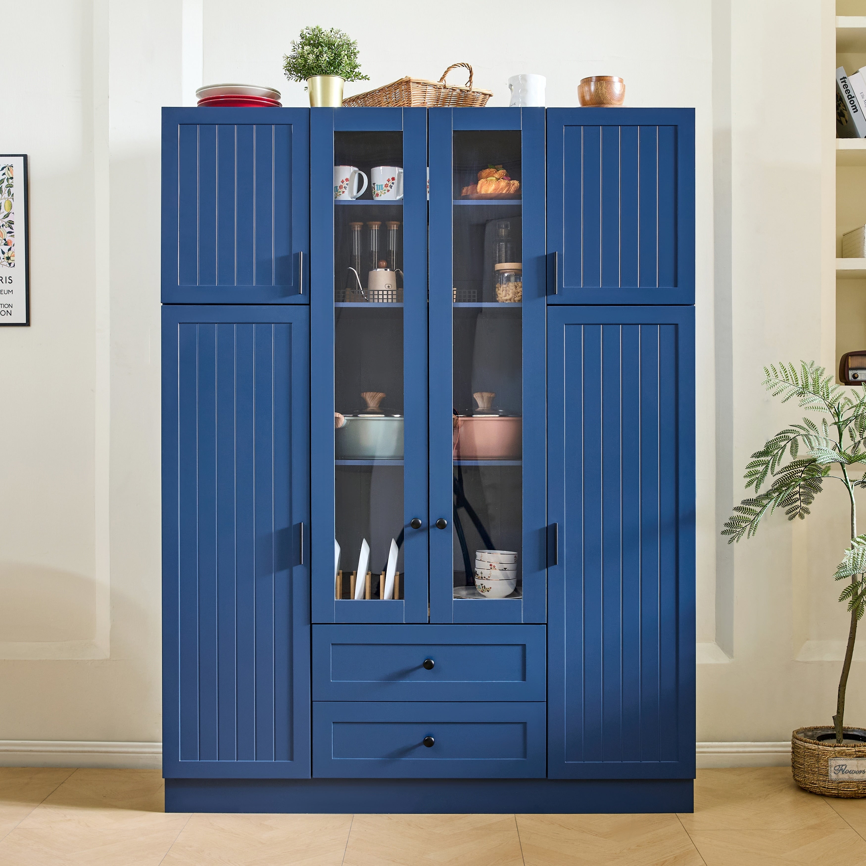 Roomfitters Kitchen Pantry Organizers And Storage Kitchen Cabinet Tall Storage Hutch With Glass Doors Wine Rack