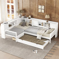 Roomfitters L Shaped Twin Platform Bed With Trundle Corner Bed Frame With Storage Drawers And Shelves