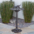 Roomfitters Lancaster Outdoor Aluminum And Iron Top Bird Bath With Stable Iron Base Bronze