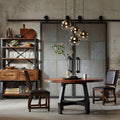 Roomfitters Lancaster Round Dining And Gathering Table 54 Inch Industrial Solid Wood Top With Adjustable Height Walnut