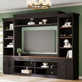 Roomfitters Large 4 Piece Entertainment Center Wall Unit With Tv Stand Bookcase Shelves And Storage Cabinets For Home