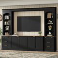 Roomfitters Large Entertainment Center Wall Unit With Arched Bookshelf Tv Stand And Storage Cabinets For Living Room