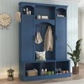 Roomfitters Large Entryway Hall Tree With 7 Coat Hooks Storage Bench And Closed Cabinets For Mudroom Organization