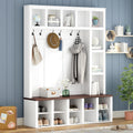 Roomfitters Large Entryway Hall Tree With Storage Bench Cubby Shelves And Coat Hooks For Mudroom Organization