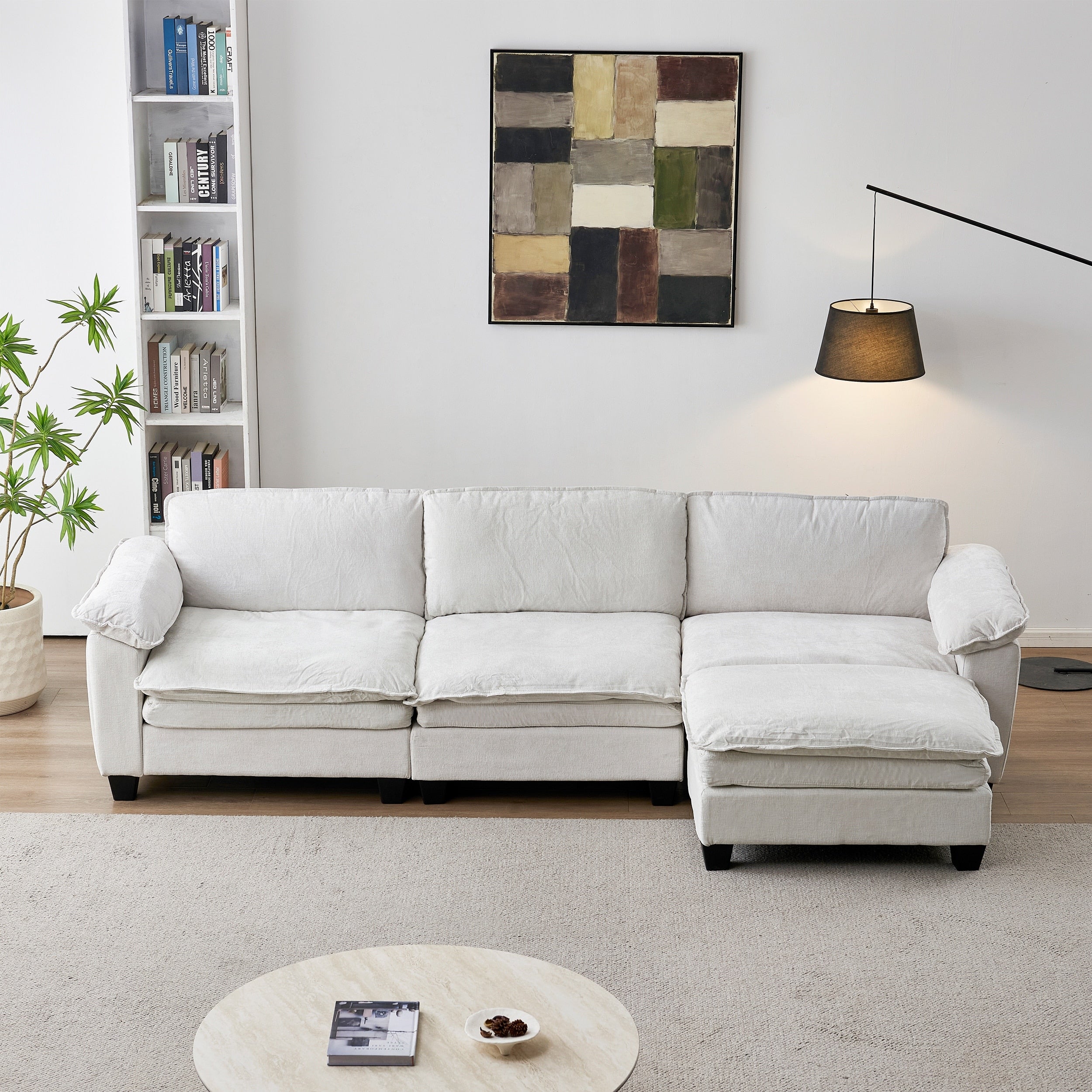 Roomfitters Large Modular Sofa With Ottoman Modern 3 Seater Sectional Couch For Living Room And Office