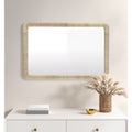 Roomfitters Large Natural Rattan Rectangle Wall Mirror 26X39 Rounded Corner Boho Decor For Entryway Living Room Or Bedroom