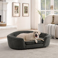 Roomfitters Large Oval Upholstered Dog Sofa Bed With Curved Tufted Silhouette Padded Pet Lounge Furniture Couch