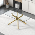 Roomfitters Large Rectangular Dining Table Tempered Glass Top Gilded Metal Leg Clear Negotiation Conference Table