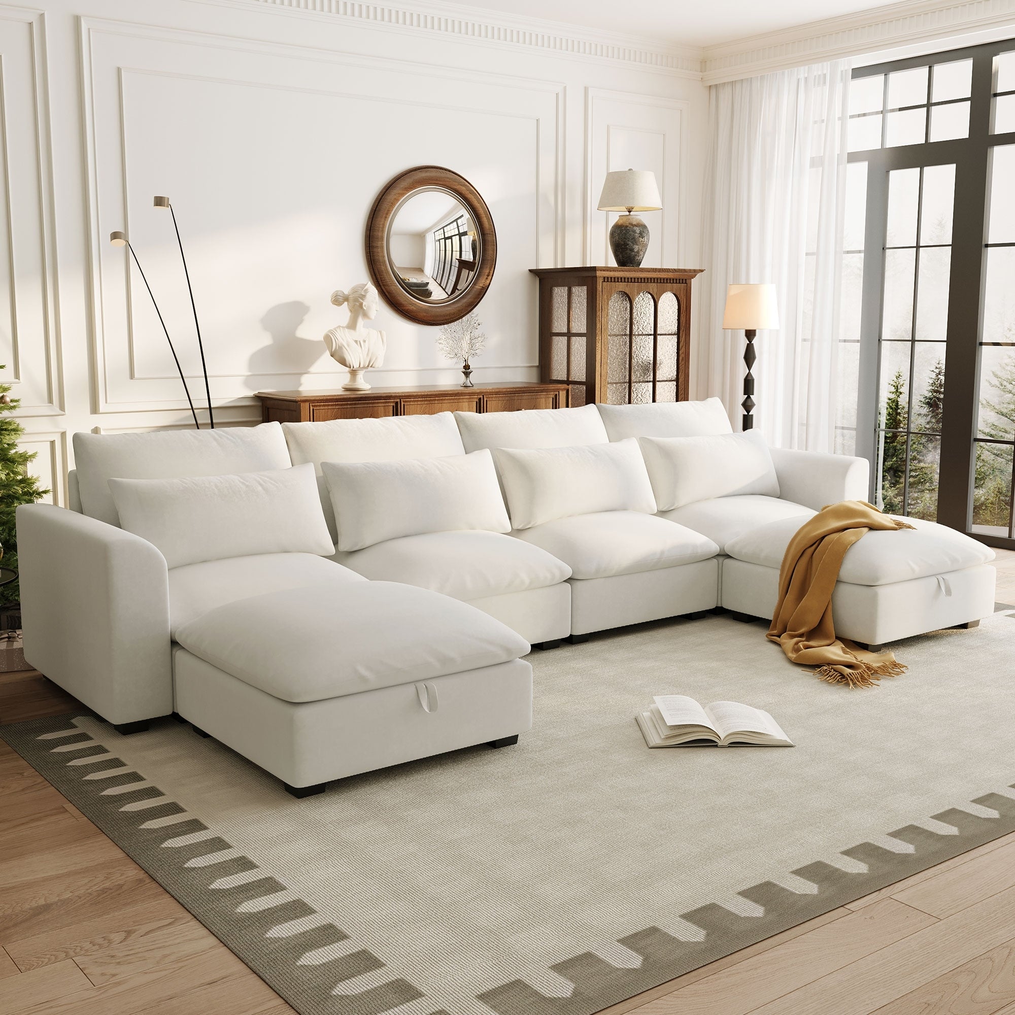 Roomfitters Large U Shaped Modular Sectional Sofa With 2 Ottomans Chenille Fabric L Shaped Corner Couch For Living Room