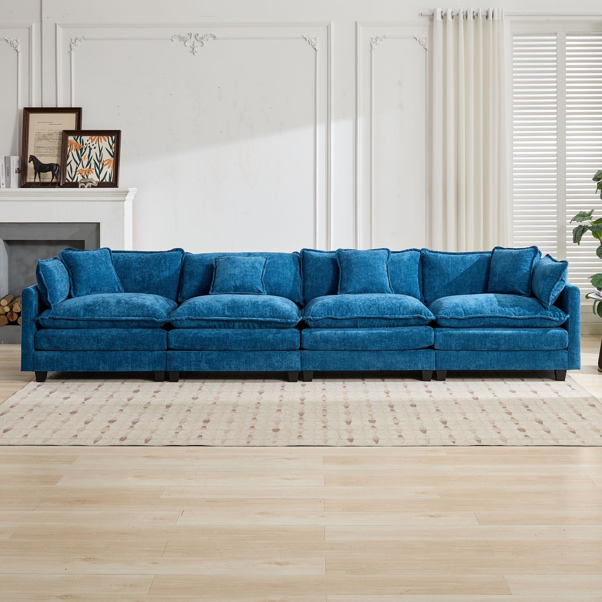 Roomfitters Large Upholstered 4 Seater Sofa With Plush Cushions And Pillows Modern Cloud Couch For Living Room