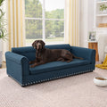 Roomfitters Large Upholstered Dog Sofa Bed Couch With Rolled Arms Button Tufted Backrest Decorative Nailhead Trim