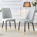 Roomfitters Light Gray Pu Leather Dining Chairs With Metal Leg Luxury Upholstered Kitchen Seating Set Of 2 Side Chairs