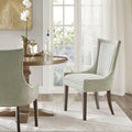 Roomfitters Light Green Chenille Upholstered High Back Dining Side Chairs With Solid Gray Wood Legs Set Of 2