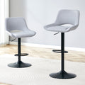 Roomfitters Linen Swivel Bar Stools Black Metal Base Breathable Fabric Counter Chairs Set Of 2 Seating