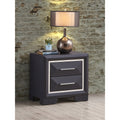 Roomfitters Liverpool 2 Drawer Nightstand Black Modern Brush Steel Accents Fully Assembled Contemporary Table