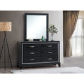 Roomfitters Livingston Black Wood Grain Dresser Mirror Modern Architectural High Clarity Bedroom Vanity Mirror