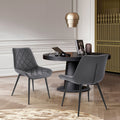 Roomfitters Loralie Gray Faux Leather Dining Chairs Set Of 2 Diamond Quilted Upholstered Accent Chairs Black Metal Legs