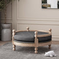 Roomfitters Luxury Elevated Pet Bed Round Wooden Dog Bed With Spindle Posts And Nailhead Trim Upholstered Cushion Charcoal