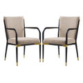 Roomfitters Luxury Modern Glam Dining Armchairs Set Of 2 Accent Chairs Contemporary Toothpick Metal Frame Seating