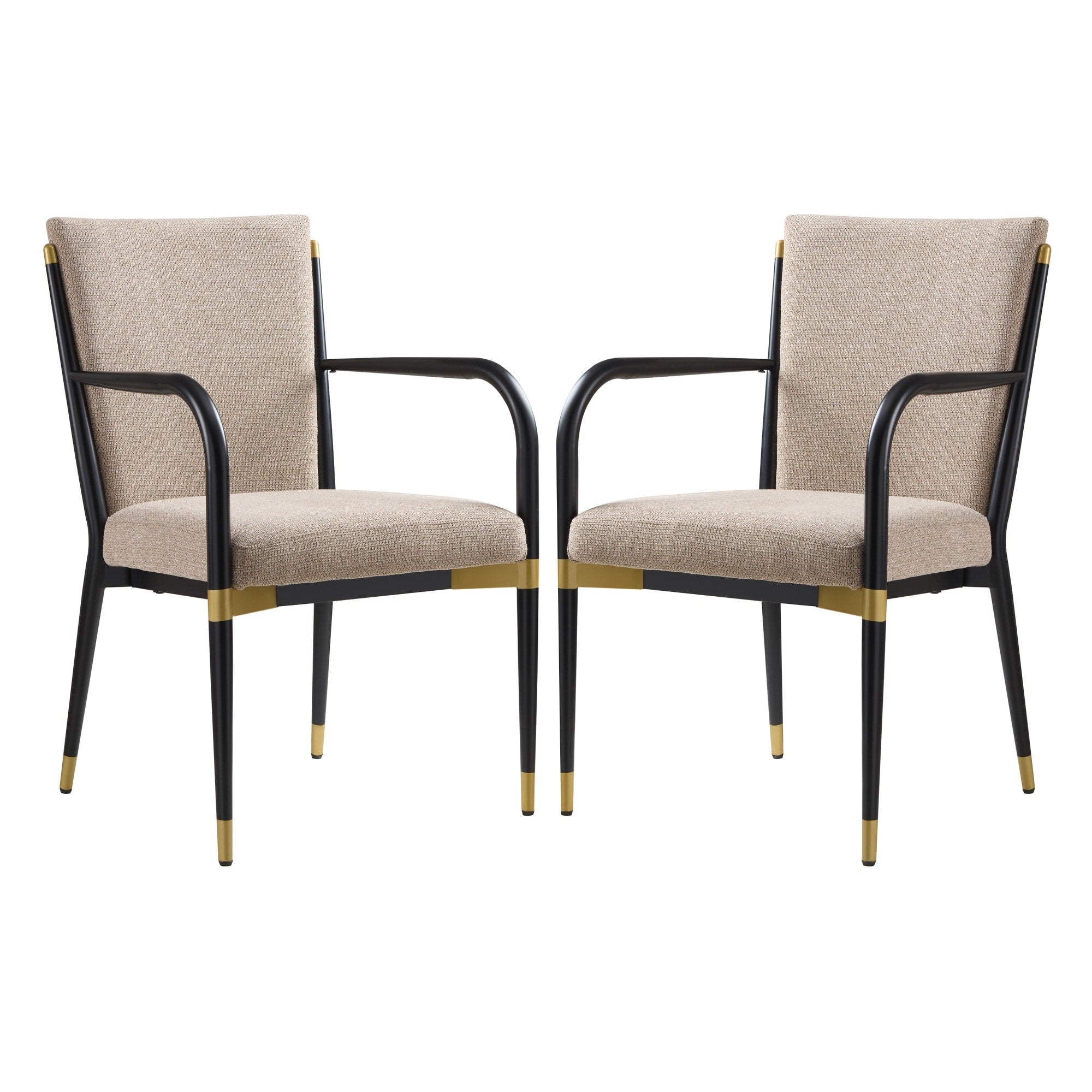 Roomfitters Luxury Modern Glam Dining Armchairs Set Of 2 Accent Chairs Contemporary Toothpick Metal Frame Seating