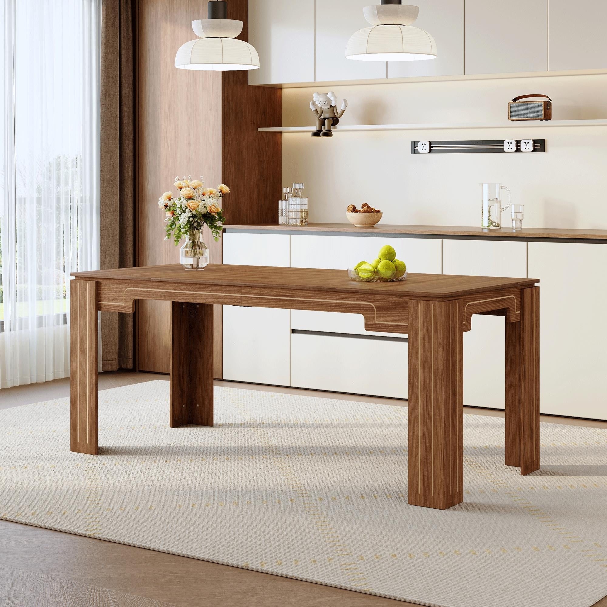 Roomfitters Mdf Spliced Dining Table Grooved Leg Rectangular Kitchen Table Multifunctional Conference Table