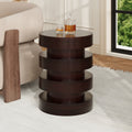 Roomfitters Mgo Side Table Modern Stacked Cylinder Totem Design Sculptural Accent End Table Stone Look For Living Room