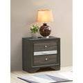 Roomfitters Madrid 3 Drawer Nightstand Wood Grain Crystal Look Trim Contemporary Bedroom End Table