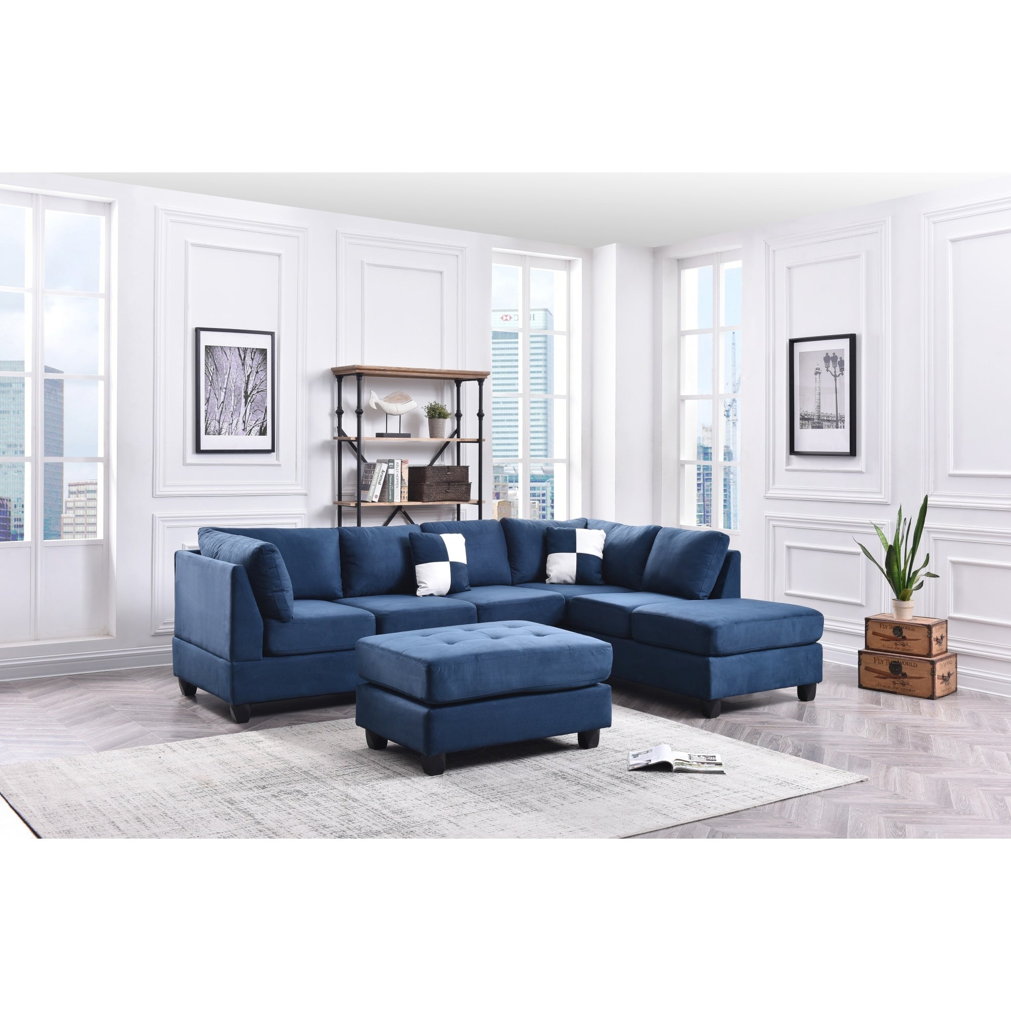 Roomfitters Malone Microfiber Sectional Reversible Chaise L Shaped Sofa Modern Padded Seating