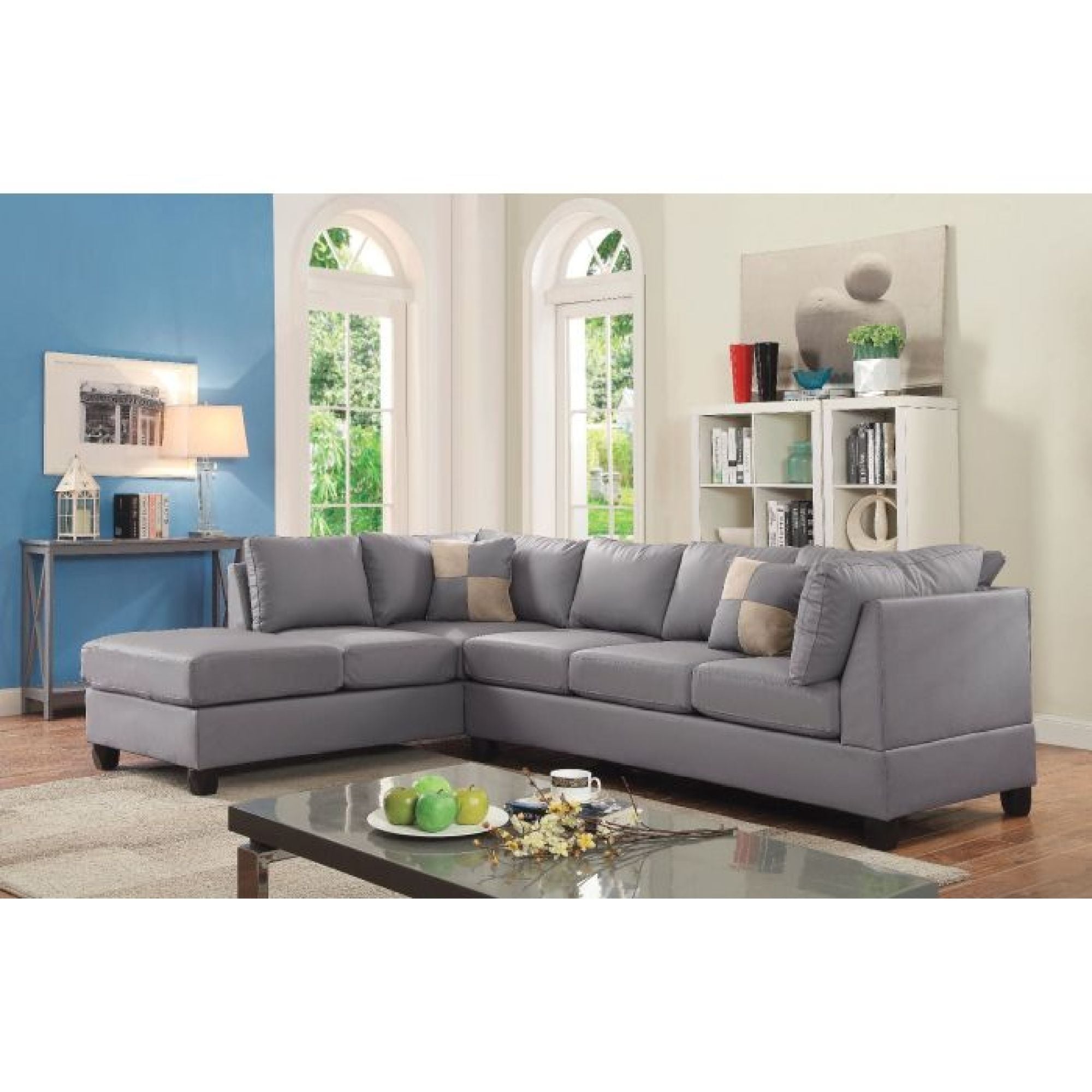 Roomfitters Malone Pu Leather Sectional Reversible Chaise L Shaped Sofa Modern Padded Seating