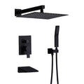 Roomfitters Matte Black 3 Way Shower System With Rainfall Shower Head Handheld Spray And Waterfall Tub Spout Valve Included