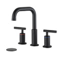 Roomfitters Matte Black 8 Inch Widespread Bathroom Sink Faucet 3 Hole Modern 2 Handle Vanity Faucet With Pop Up Drain Assembly
