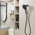 Roomfitters Matte Black Handheld Shower Head With 6 Spray Settings 4.8 Inch High Pressure Showerhead With 60 Inch Metal Hose