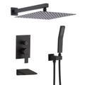 Roomfitters Matte Black Shower Faucet Set 3 Way Rainfall Shower System With Handheld Spray Waterfall Tub Spout Valve Included