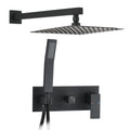 Roomfitters Matte Black Shower Faucet Set Rainfall Shower System With Handheld Spray Pressure Balance Valve Wall Mount