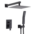 Roomfitters Matte Black Shower System Wall Mounted Rainfall Shower Faucet Set With Handheld Spray And Pressure Balance Valve
