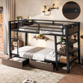 Roomfitters Metal Bunk Bed With Storage Drawers And Shelves Led Lights And Usb Black